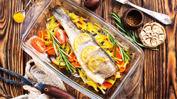 Dentón al horno con verduras: receta fácil para pescado entero