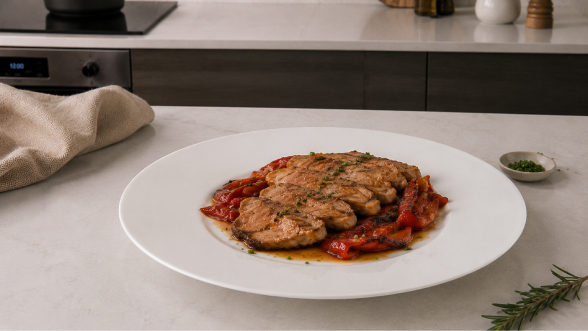 Secreto de cerdo con pimientos asados: receta fácil y sabrosa